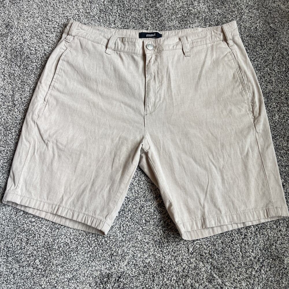 Mavi Shorts Men’s Sz 38 Tan Flat Front Chino Simon Cotton Elastane Blend